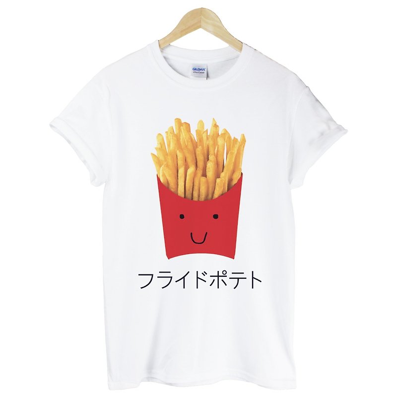 Japanese-French Fries短袖T恤-白色 薯条 汉堡 吐司 日文 日语 面包 食物 速食 设计 自创 品牌 - 男装上衣/T 恤 - 其他材质 白色
