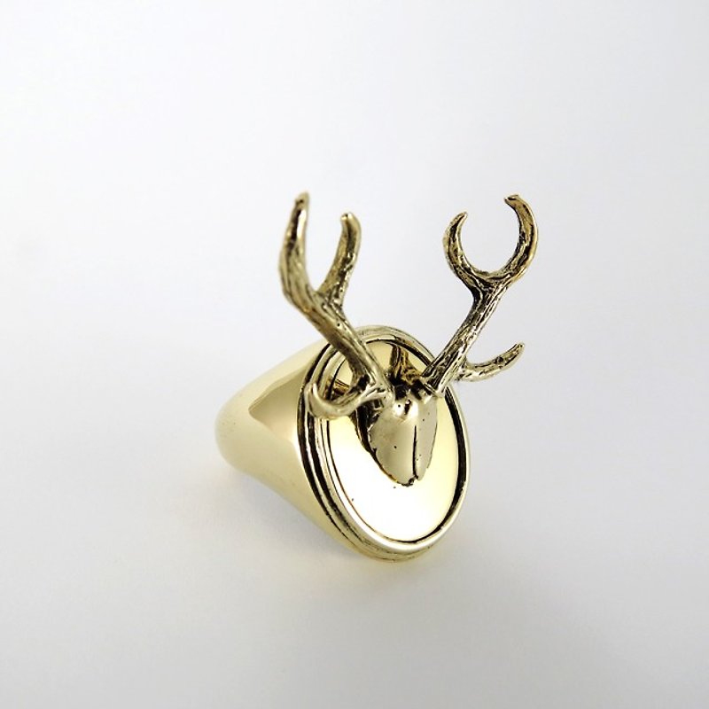 鹿角黄铜戒指 - 戒指 - 其他金属 金色