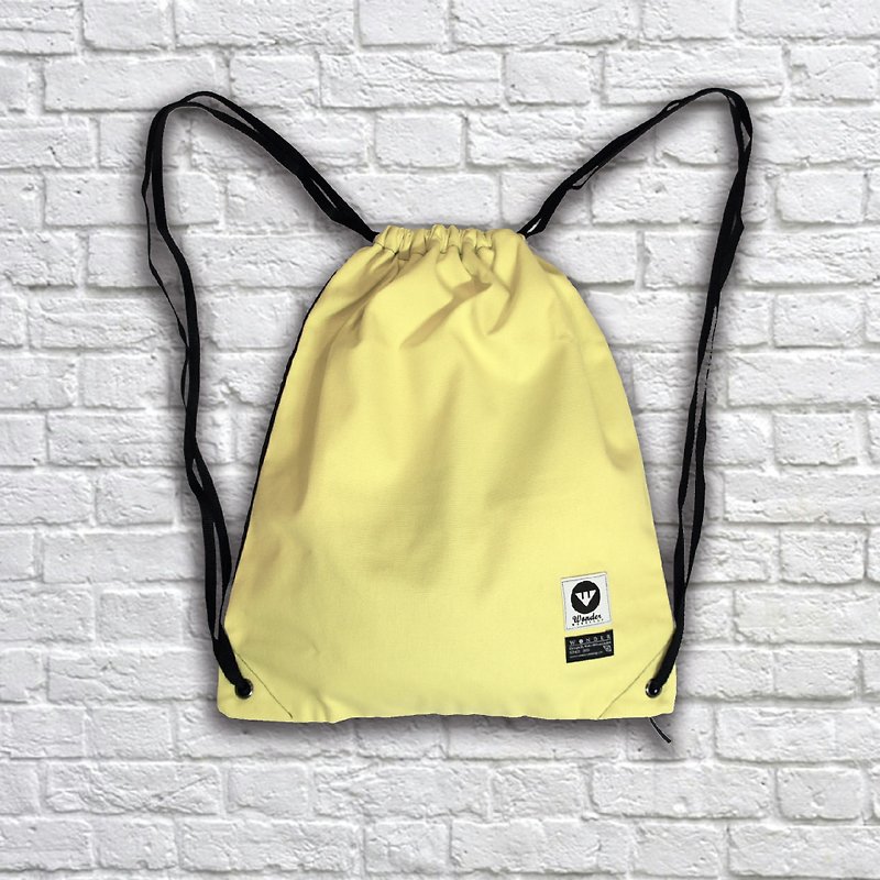 [Emilia Yellow] 淡粉缨绒黄 手工 帆布 束口袋 - 束口袋双肩包 - 其他材质 黄色