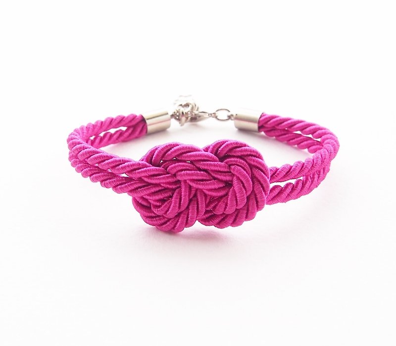 Fuchsia pink infinity rope bracelet - 手链/手环 - 其他材质 粉红色