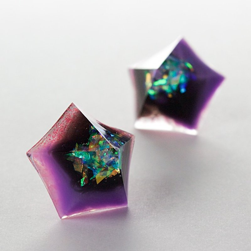 ペンタゴンピアス(藤棚) - 耳环/耳夹 - 其他材质 紫色