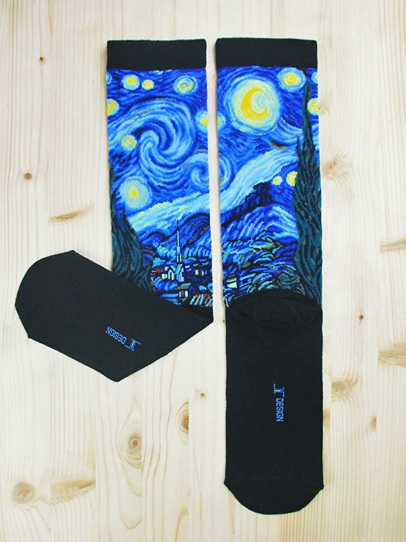 JHJ Design 加拿大品牌 高彩度针织棉袜 名画系列 - 星空袜子(针织棉袜) 梵谷 - 袜子 - 其他材质 