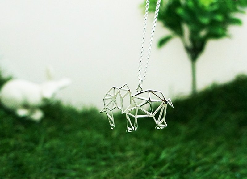 几何大象纯银项链(20寸银链) - 项链 - 其他金属 