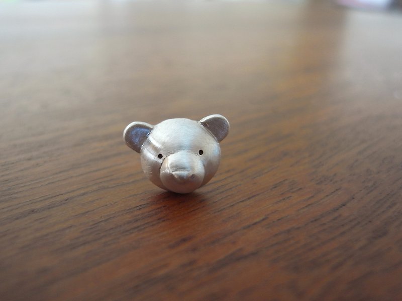 Teddy bear 泰迪熊 21号 | 纯银 耳针 耳环 | 1款是单1个喔 ! - 耳环/耳夹 - 银 灰色