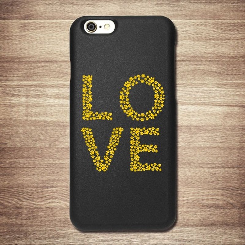 猫咪手机壳  LOVE-黄金色 猫咪爪印 喵星人  iPhone 黑色手机壳 - 手机壳/手机套 - 塑料 黄色