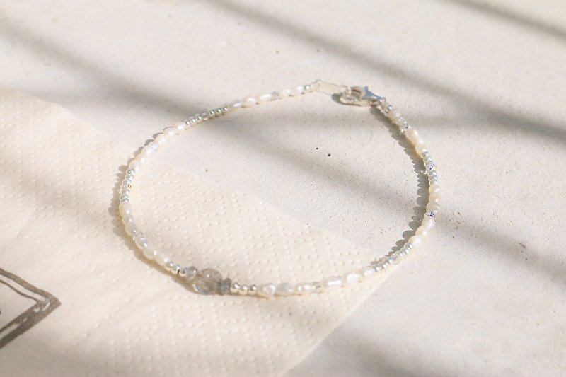 光谱石 珍珠 手链 (0734) 今天 - 手链/手环 - 宝石 白色