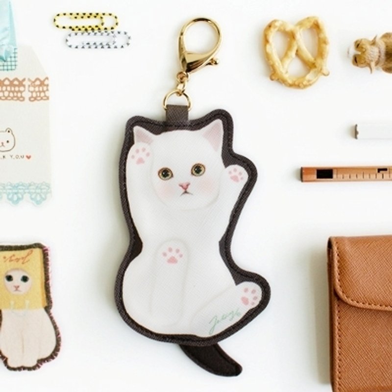 JETOY,Choo choo 甜蜜猫娃娃钥匙圈零钱包_Cream（J1406906） - 钥匙链/钥匙包 - 真皮 多色