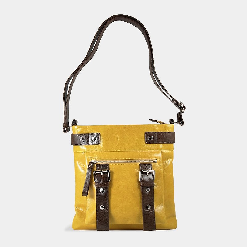 UN1真皮斜背袋/皮包/小包包/iPad包 – 黄色 - 侧背包/斜挎包 - 真皮 黄色