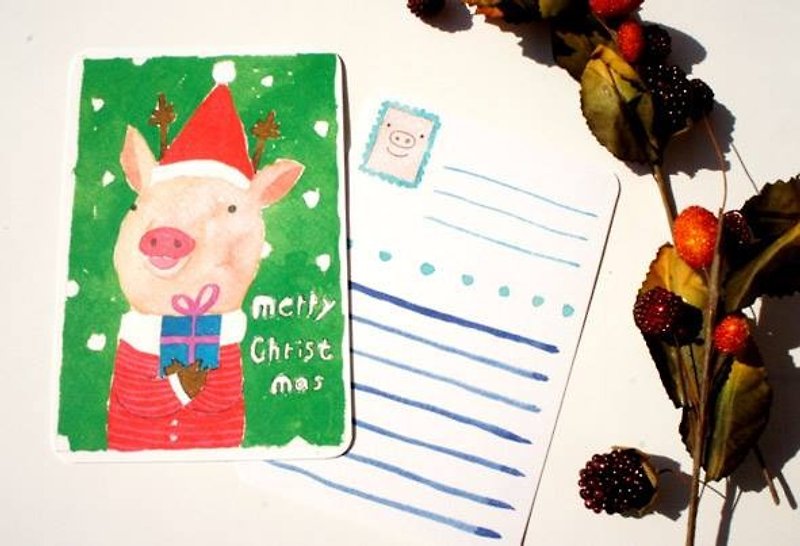针线球 圣诞明信片第三弹(全套五张) - 卡片/明信片 - 纸 绿色