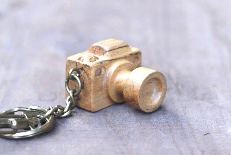 手工木制微型相机▣ 望远镜头钥匙圈 - 钥匙链/钥匙包 - 木头 黄色