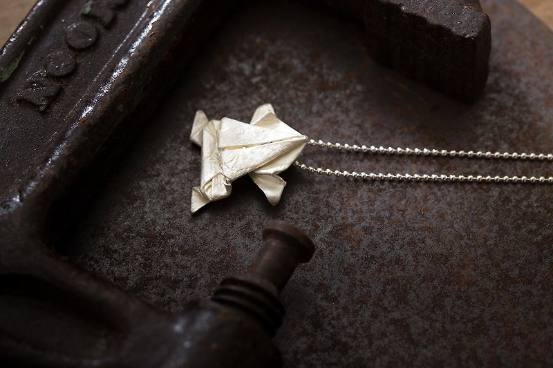 Origamini 小折学 纯银 蛙项链 925 Silver Frog Necklace - 项链 - 纯银 银色