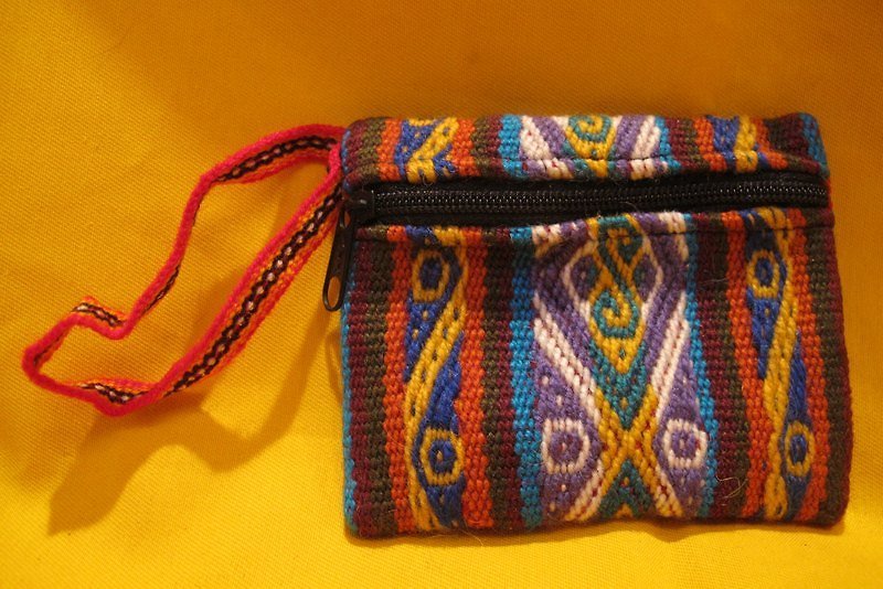 骆马毛料祕鲁织纹小织物包-紫黄 - 其他 - 其他材质 蓝色