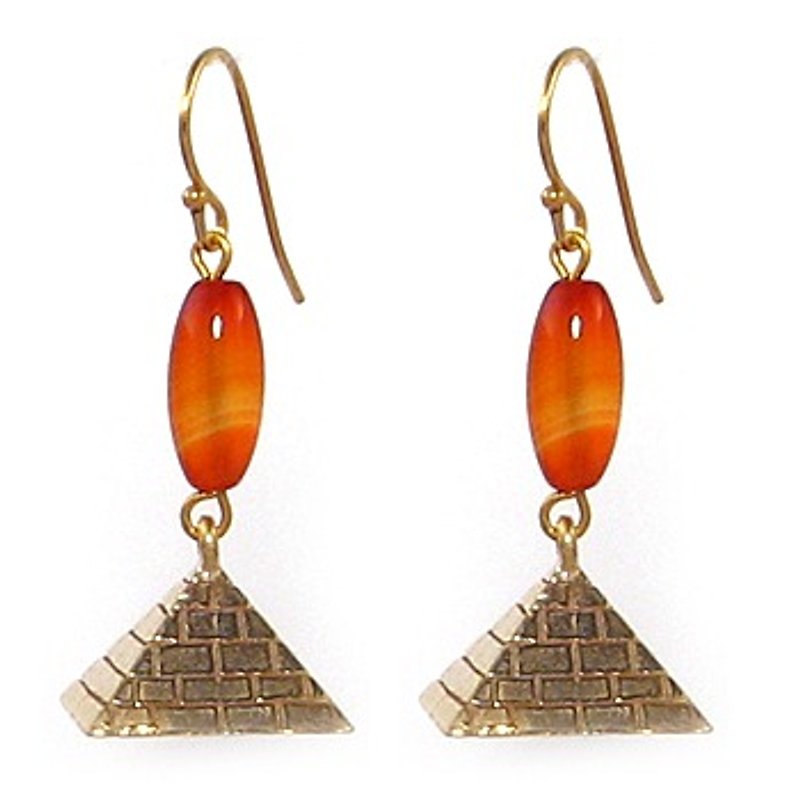 古埃及金字塔耳环 - 耳环/耳夹 - 其他金属 金色