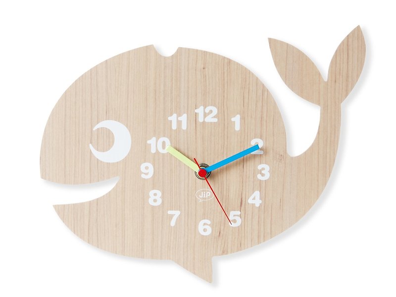 J.I.P., wall clock Whale MDF wood veneer 小鲸鱼挂钟 - 时钟/闹钟 - 木头 咖啡色