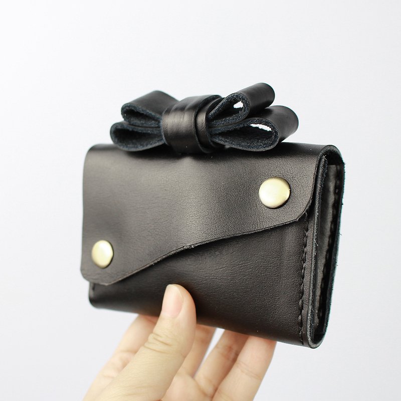 zemoneni 全手作 牛皮 零钱包 卡包 二合一 超大容量 装饰结款 黑色 - 皮夹/钱包 - 真皮 黑色