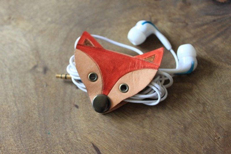 可爱狐狸皮革耳机集线器 (节日、生日送礼) - 卷线器/电线收纳 - 真皮 