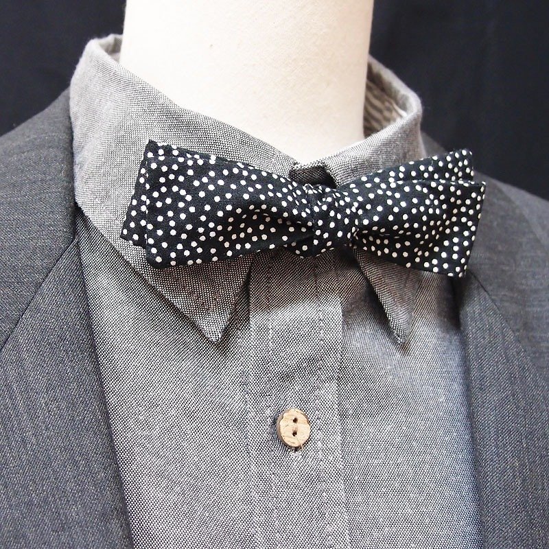经典黑白点印花 黑领结 Bowtie - 领带/领带夹 - 其他材质 黑色