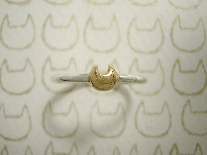 miaow icon ring K18GP ( cat gold plated silver ring 貓 猫 指杯 镀金物 銀 ) - 戒指 - 其他金属 黄色