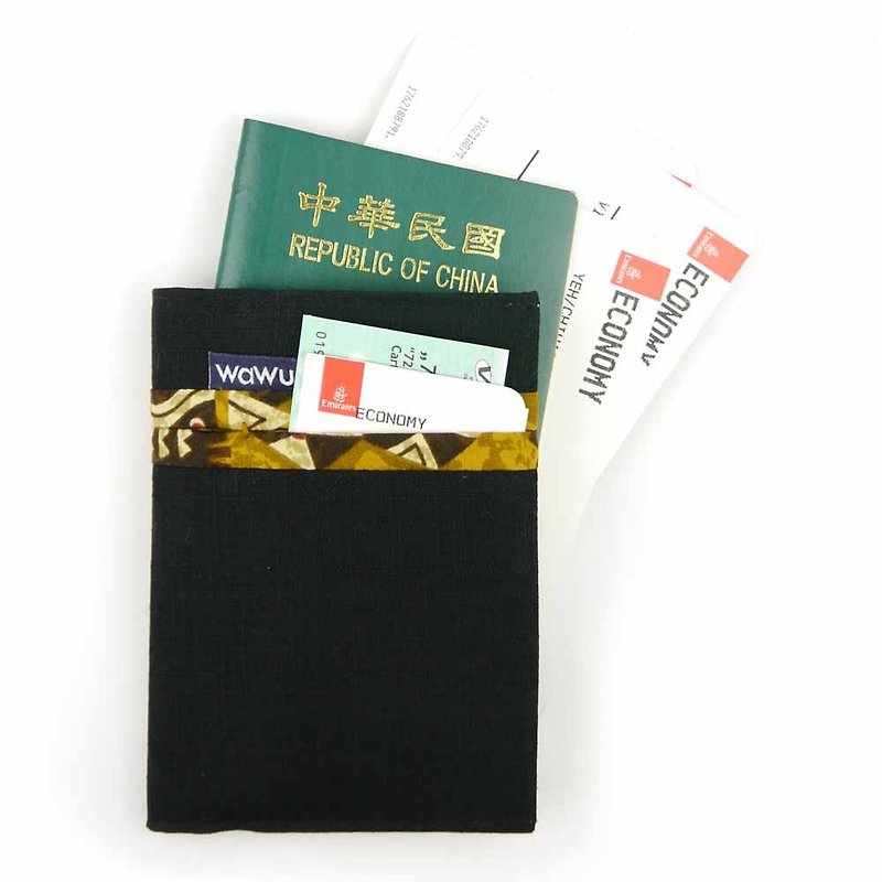 WaWu 护照套 (黑) - 护照夹/护照套 - 棉．麻 黑色