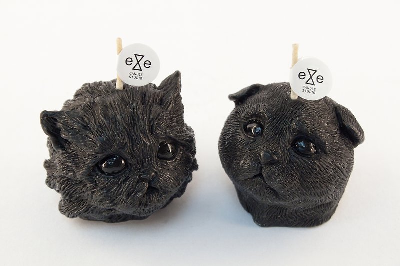 黑色 eye kitten 幼猫造型香氛蜡烛礼盒 / eye kitten candle set - 蜡烛/烛台 - 蜡 黑色