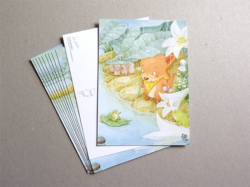 贝果在森林里散步－小河草弄〔明信片〕 - 卡片/明信片 - 纸 绿色