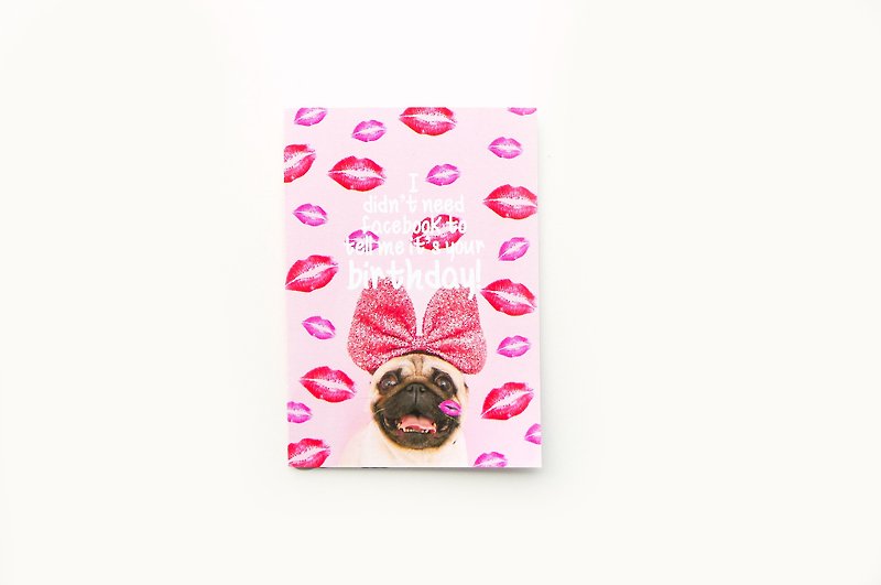 [ YONG ] 勇*Pugs & Kisses生日卡 - 卡片/明信片 - 纸 粉红色