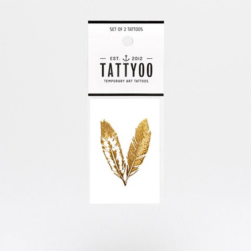 金色羽毛 刺青纹身贴纸 | TATTYOO - 纹身贴 - 纸 金色