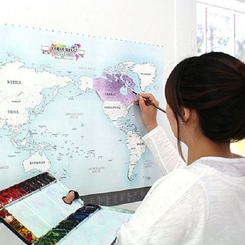 Dessin x Indigo-环游世界世界地图海报(单张)-大人着色版(限宅配),IDG05405 - 地图 - 纸 多色