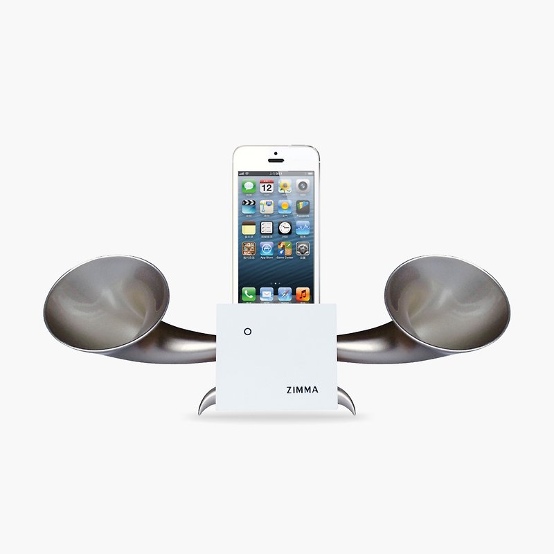百货福利品!ZIMMA-立体双声道免提器雪白(两色)iPhone SE以下机种 - 扩音器/喇叭 - 木头 白色
