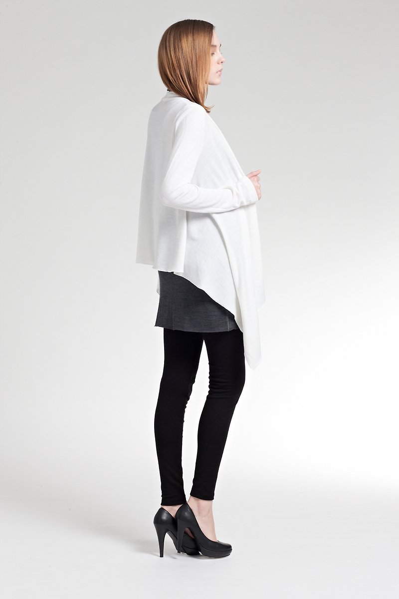 针织垂坠开襟衫 Drapping Wool Blend Cardigan - 女装休闲/机能外套 - 其他材质 灰色