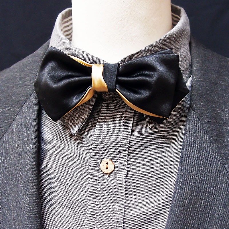 黑金领结 双面可用 Bowtie*情人节*新年 - 领结/领巾 - 其他材质 黑色