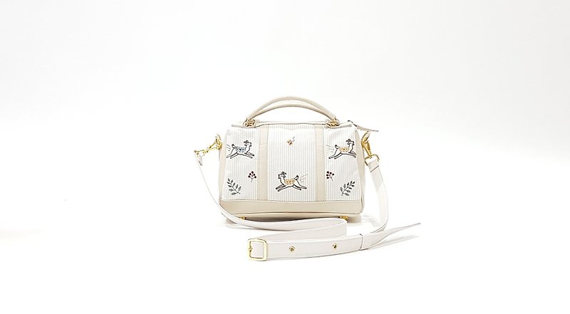Mini Goat White Pan Bag (M) - 皮夹/钱包 - 绣线 咖啡色