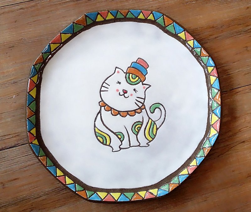 【造型盘】猫咪小王子－你在看我吗? - 盘子/餐盘/盘架 - 陶 