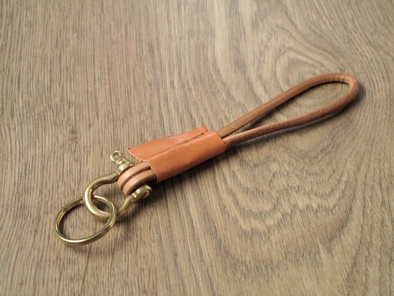 原始风的皮革气味 x皮革钥匙扣 (橙) - 钥匙链/钥匙包 - 真皮 橘色