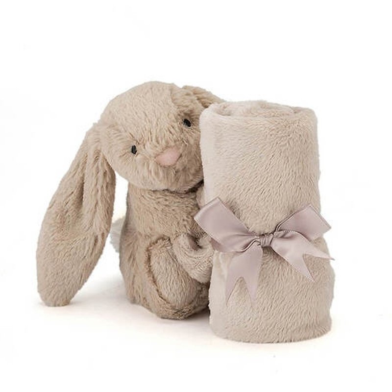 Bashful Beige Bunny Soother 拿铁灰兔安抚巾 约34x34厘米 - 围嘴/口水巾 - 聚酯纤维 灰色