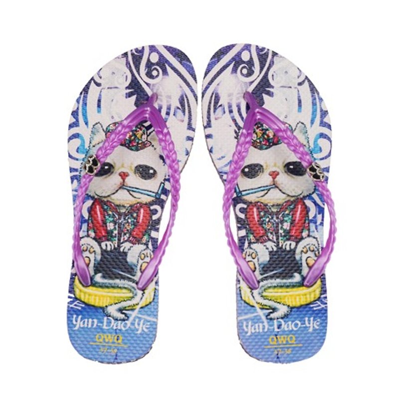 QWQ创意设计人字拖鞋-Yan Dao Ye-紫【ST0361503】 - 女款休闲鞋 - 防水材质 紫色