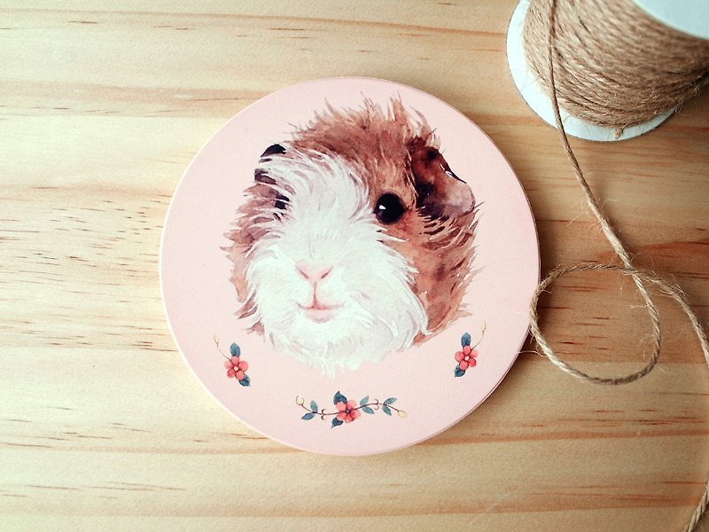 小动物圆滚滚陶瓷杯垫 / 天竺鼠 - 杯垫 - 其他材质 粉红色