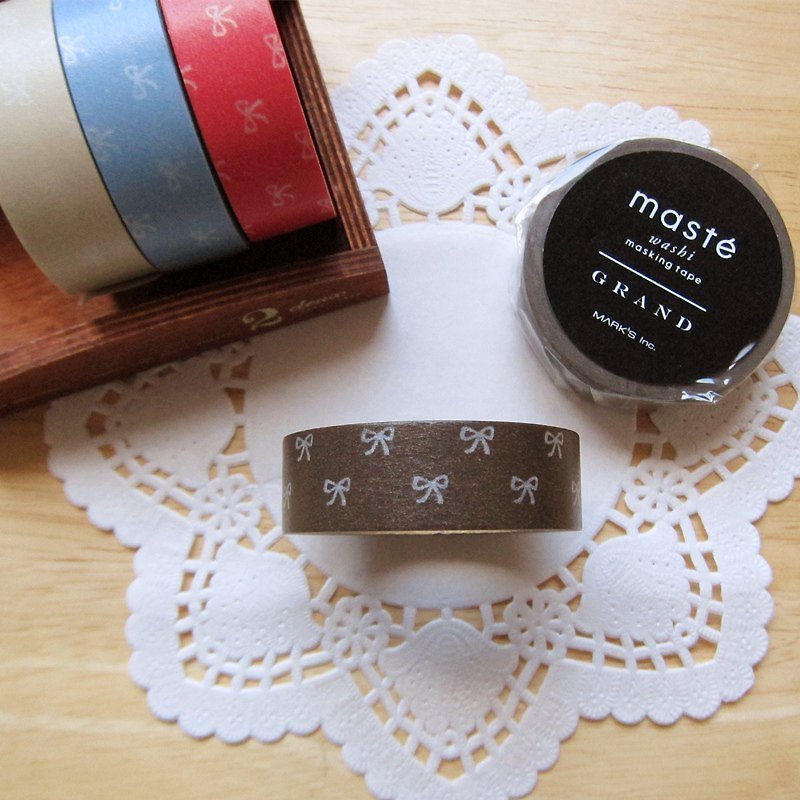 maste Masking Tape 和纸胶带【蝴蝶结-咖啡 (MSG-MKT17-BR)】 - 纸胶带 - 纸 咖啡色