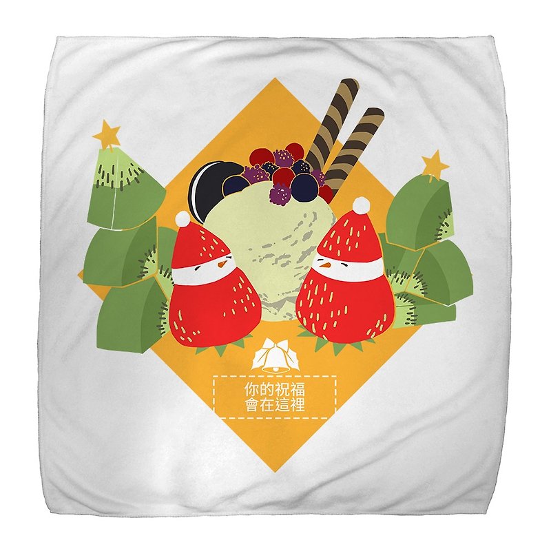 [寒冬送暖]订制一个圣诞手帕！- 草莓雪人圣代 - - 毛巾浴巾 - 其他材质 橘色