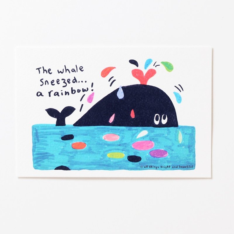 彩虹鲸鱼明信片 - 卡片/明信片 - 纸 多色