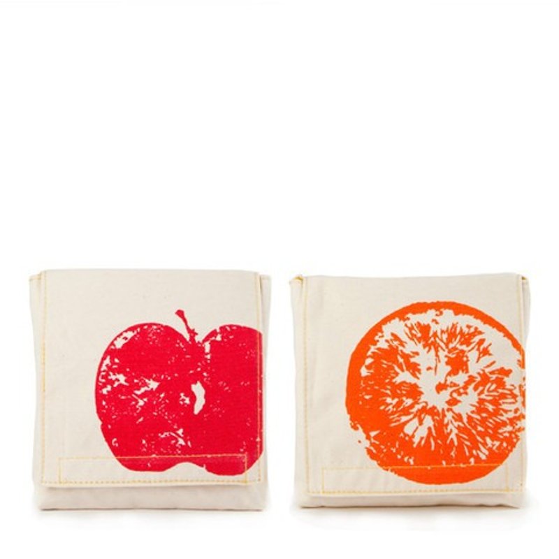 fluf 有机棉小物袋(一组两入)--红苹果+香吉士 - 化妆包/杂物包 - 棉．麻 橘色