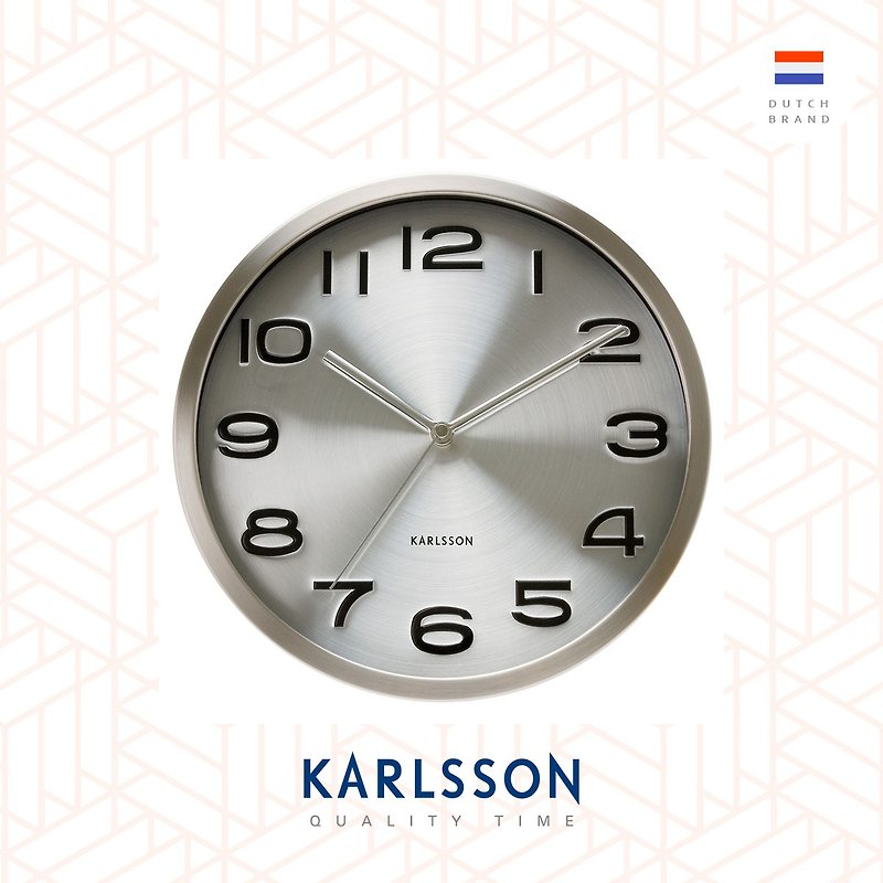 荷兰Karlsson, Wall clock 29cm Maxie steel polished Silver - 时钟/闹钟 - 其他金属 灰色