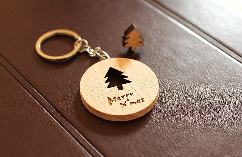  圣诞原木钥匙圈-小树  - 钥匙链/钥匙包 - 木头 咖啡色