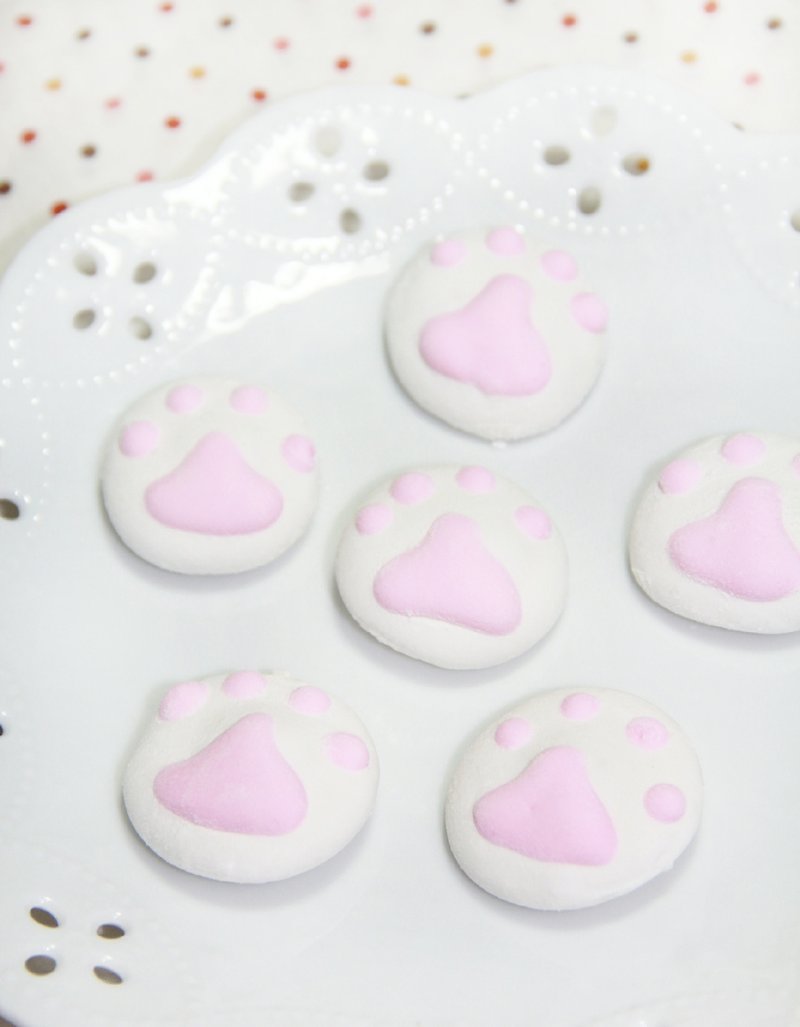 JMI 手作烘焙坊 疗愈系-可爱猫掌棉花糖 可放热饮里溶化(6包) - 蛋糕/甜点 - 新鲜食材 粉红色