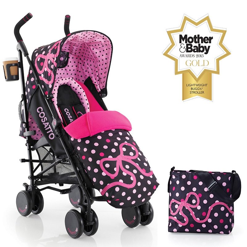 英国Cosatto Supa 婴儿手推车 – Bow How 粉色丝带 包括妈妈袋 - 婴儿车/手推车 - 其他金属 粉红色