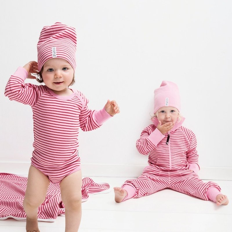 【瑞典童装】有机棉包屁衣6M至3Y 红/粉红色 - 包屁衣/连体衣 - 棉．麻 红色