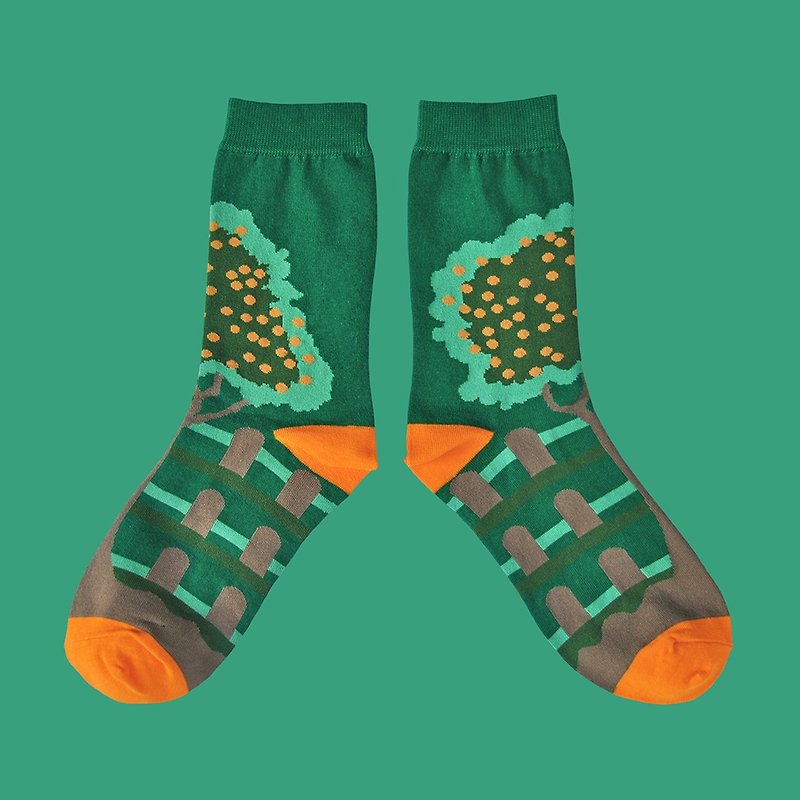 果树棉质中筒袜 / 袜子 / 森绿 - 最后1双 - 袜子 - 棉．麻 绿色
