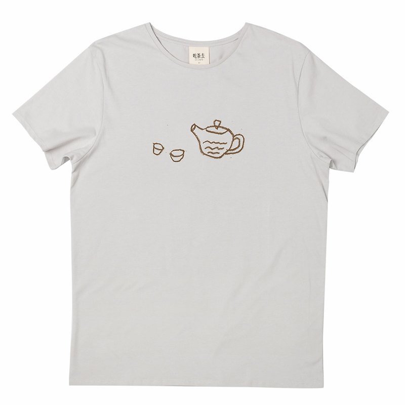 吃茶去原创品牌 男装 全棉圆领短袖T恤 浅灰 茶壶 - 男装上衣/T 恤 - 棉．麻 卡其色