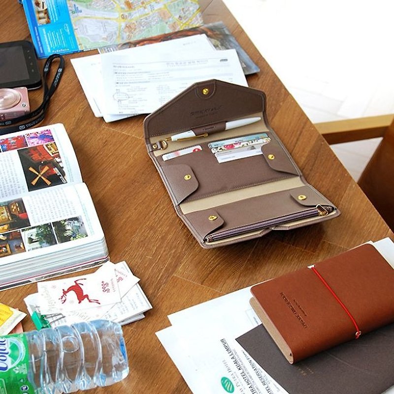 Plepic-经典旅程护照皮夹-直率棕,PPC92290 - 护照夹/护照套 - 人造皮革 咖啡色