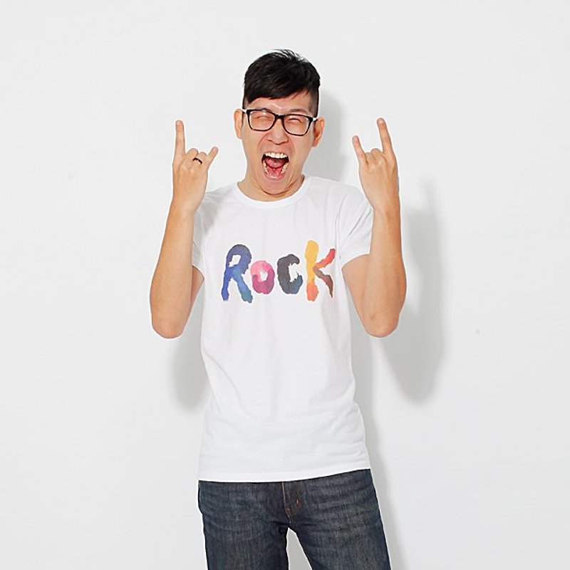 ROCK夏日摇滚 蜜桃棉 男T - 男装上衣/T 恤 - 棉．麻 白色
